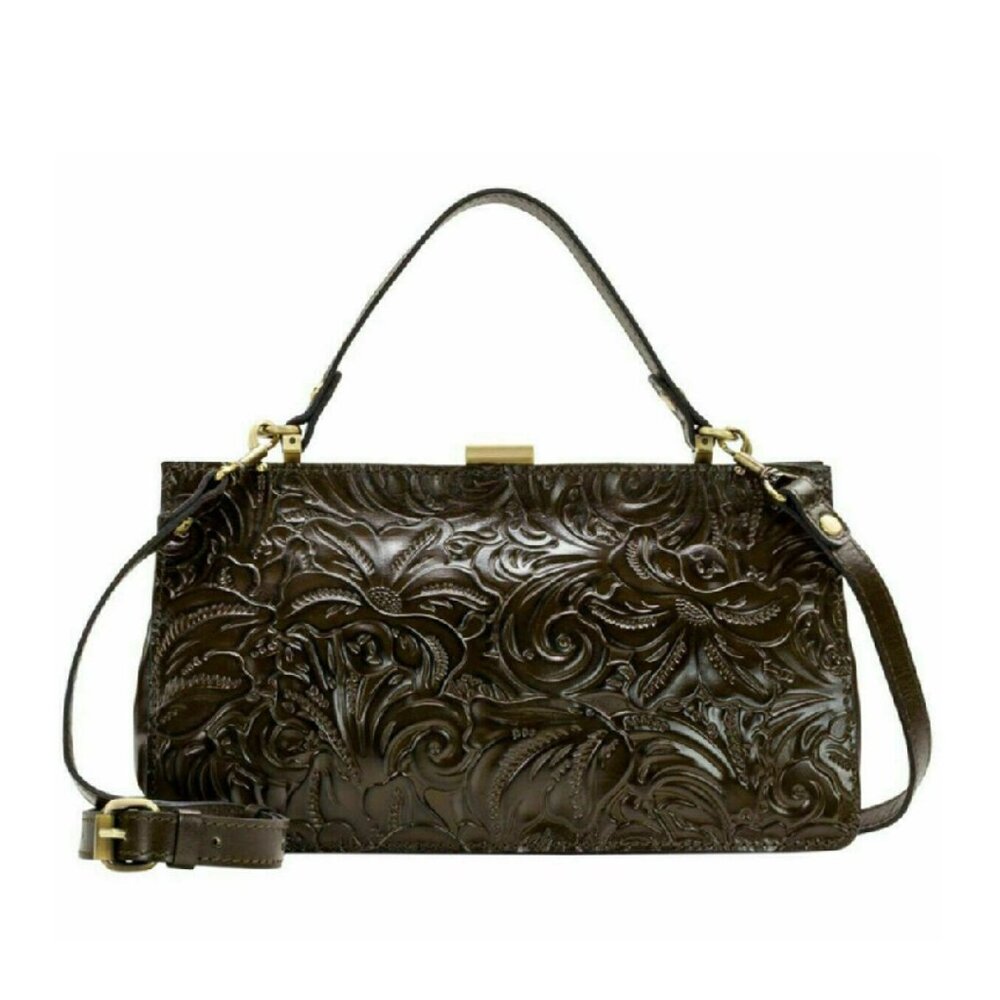 Patricia Nash Ardella Leather Metal Frame Satchel 🇨🇦